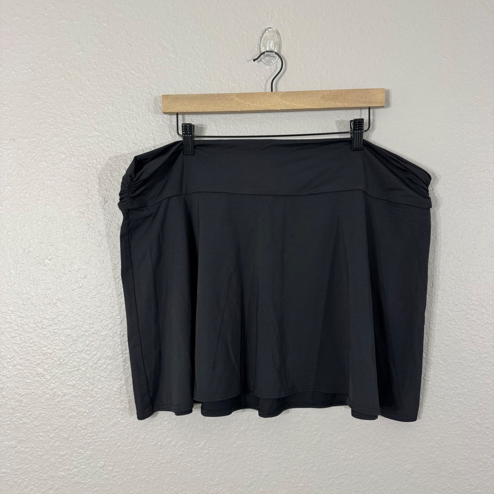 Lands' End Size 2X 20W/22W Black Solid Mid Rise Plus Size Swim Skirt 454972